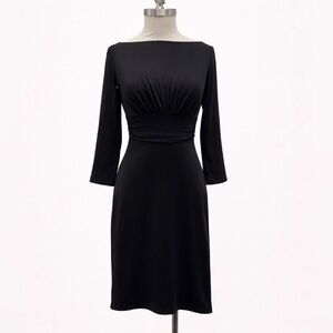 Susana Monaco Classic Boat Neck Open Back Black Long Sleeve Dress Size M